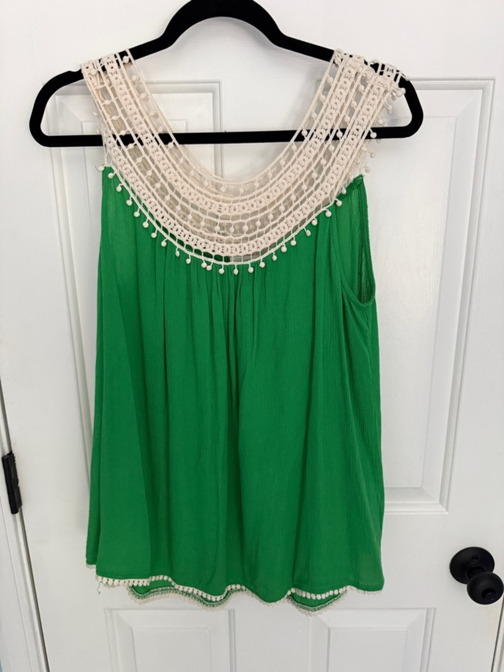 Green Crochet-Trim Sleeveless Camisole